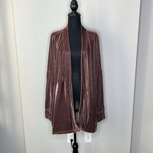 Soncy Velvet Long Sleeve Open Front Kimono in Dusty Mauve Size 5 (28W) NWT!